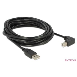 Delock USB A - USB B M,M adatkábel 5m egyenes,90° fekete