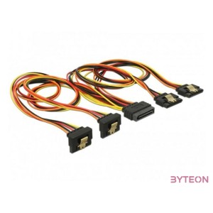 Delock SATA Power 15pin - 4db SATA Power 15pin M,F tápkábel 0.5m 2db egyenes, 2db 90°