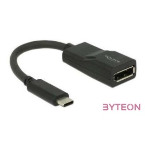 Delock USB-C - Displayport M,F adapter 0.15m fekete DP Alt Mode, 4K, 60Hz