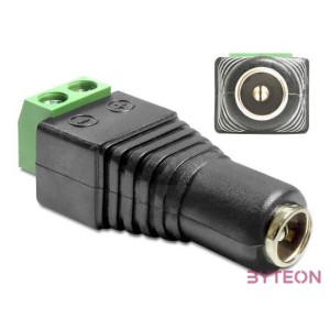 Delock DC 5,5x2,5mm - Terminal block 2pin F,F adapter fekete