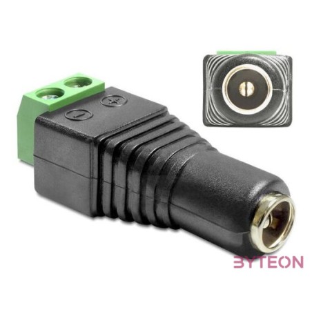 Delock DC 5,5x2,5mm - Terminal block 2pin F,F adapter fekete