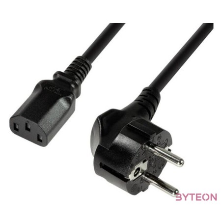 LogiLink 230V villásdugó CEE 7,7 - C13 M,F tápkábel 3m fekete 90°,egyenes