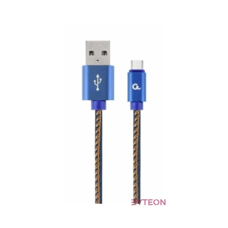 Gembird Premium jeans (denim) Type-C USB cable with metal connectors, 2m, blue
