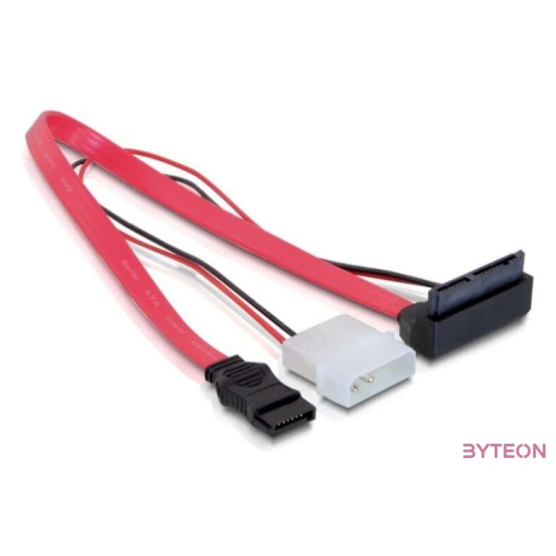Delock SATA Molex Power 4pin - Micro SATA F,F adatkábel 0.3m piros