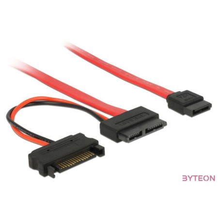 Delock SATA SATA Power - Slim SATA F,F adatkábel 0.3m piros