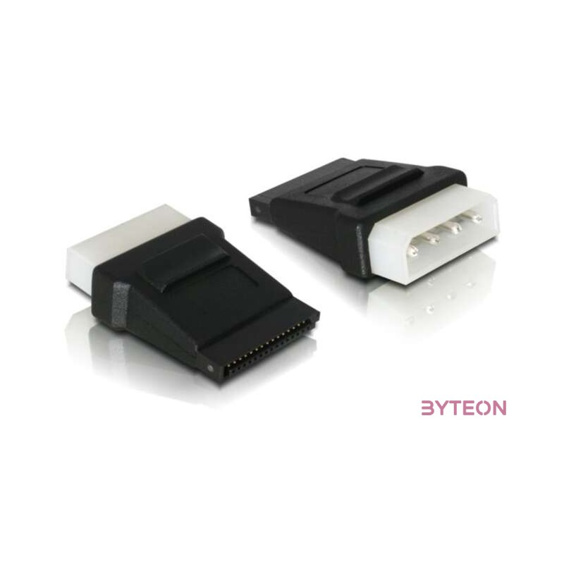 Delock Molex Power 4pin - SATA Power 15pin M,F adapter fekete