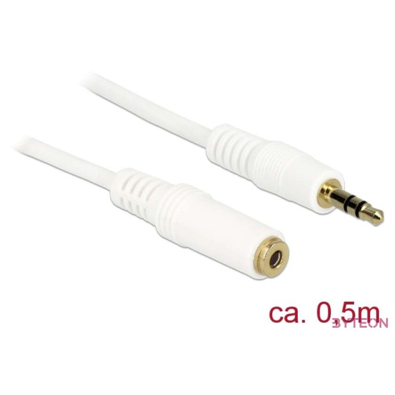 Delock Jack stereo 3,5mm M,F audio kábel hosszabbító 0.5m fehér