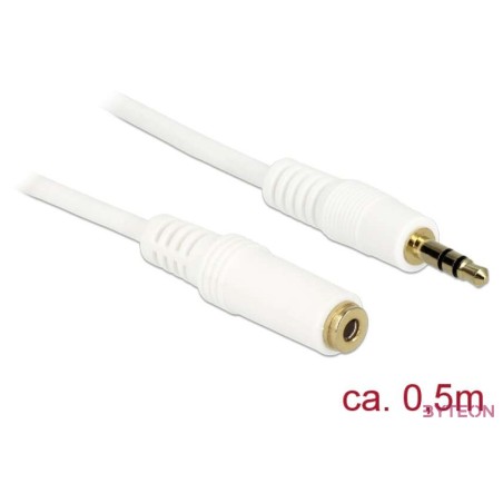 Delock Jack stereo 3,5mm M,F audio kábel hosszabbító 0.5m fehér