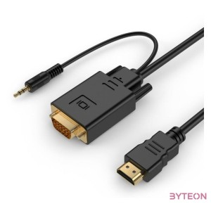Gembird HDMI - VGA Jack stereo 3,5mm M,M video jelkábel 1.8m fekete