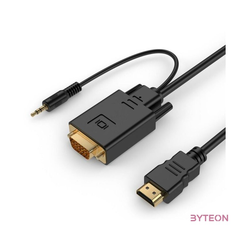 Gembird HDMI - VGA Jack stereo 3,5mm M,M video jelkábel 1.8m fekete