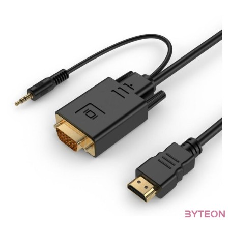 Gembird HDMI - VGA Jack stereo 3,5mm M,M video jelkábel 1.8m fekete