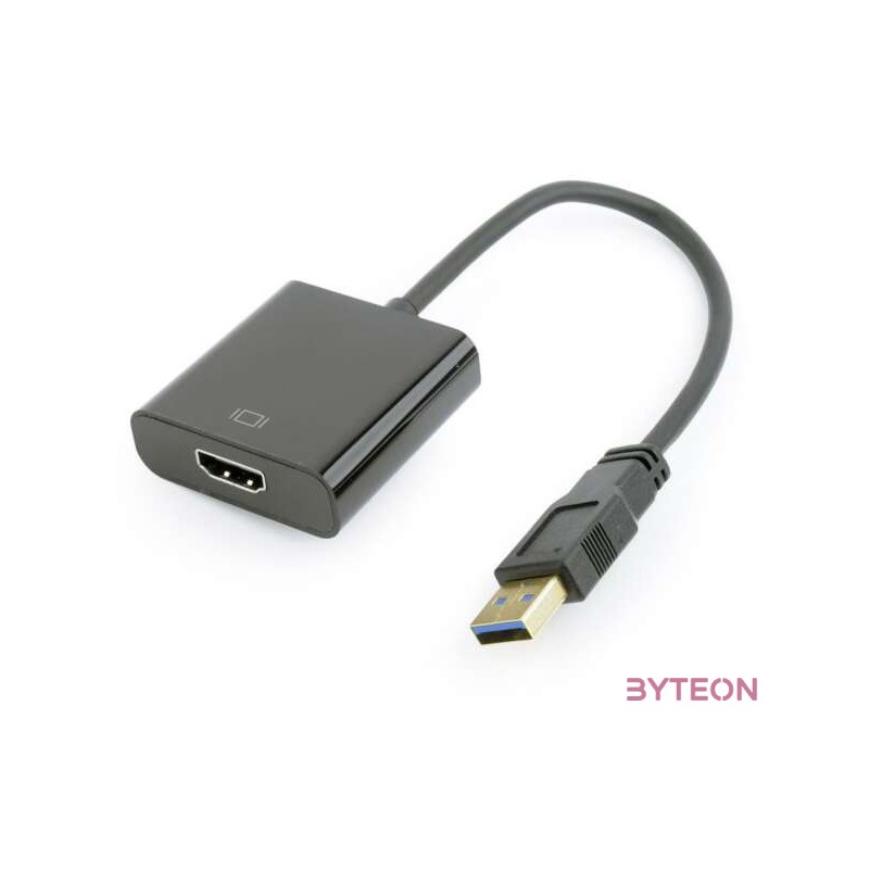 Gembird USB 3.0 A - HDMI M,F adapter 0.2m fekete