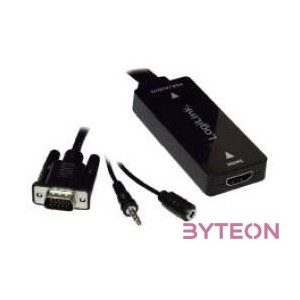 LogiLink VGA USB A - HDMI M,F adapter fekete