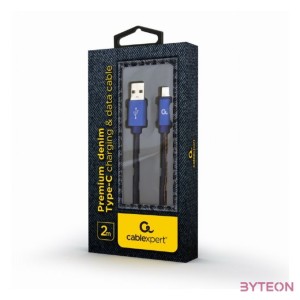 Gembird Premium jeans (denim) Type-C USB cable with metal connectors, 2m, blue