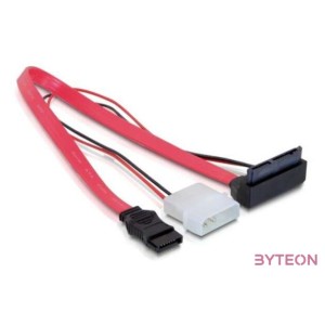 Delock SATA Molex Power 4pin - Micro SATA F,F adatkábel 0.3m piros