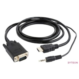 Gembird HDMI - VGA Jack stereo 3,5mm M,M video jelkábel 1.8m fekete