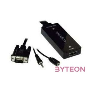 LogiLink VGA USB A - HDMI M,F adapter fekete