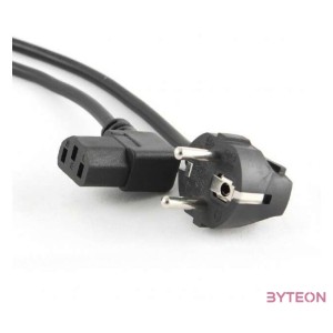 Gembird 230V villásdugó CEE 7,7 - C13 tápkábel 1.8m 90°le,90°jobb fekete