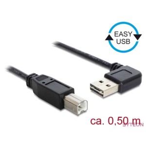 Delock Easy-USB - USB 2.0 B M,M adatkábel 0.5m fekete 90°,egyenes
