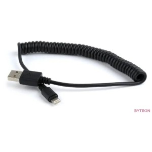 Gembird USB A - Lightning M,M adatkábel 1.5m fekete spirál