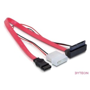 Delock SATA Molex Power 4pin - Micro SATA F,F adatkábel 0.3m piros