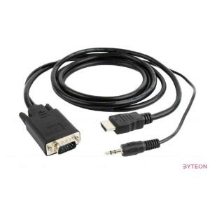 Gembird HDMI - VGA Jack stereo 3,5mm M,M video jelkábel 1.8m fekete