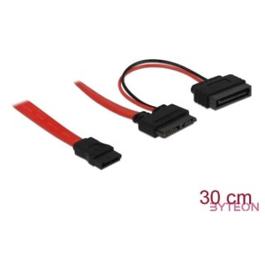 Delock SATA SATA Power - Slim SATA F,F adatkábel 0.3m piros