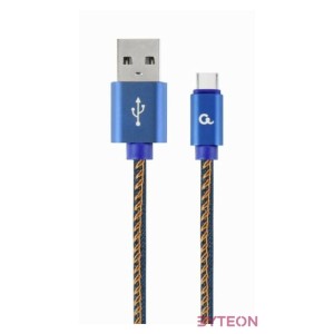 Gembird Premium jeans (denim) Type-C USB cable with metal connectors, 2m, blue