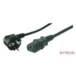 LogiLink 230V villásdugó CEE 7,7 - C13 M,F tápkábel 3m fekete 90°,egyenes