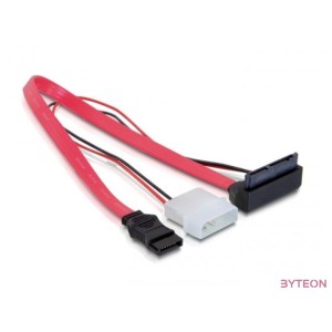 Delock SATA Molex Power 4pin - Micro SATA F,F adatkábel 0.3m piros