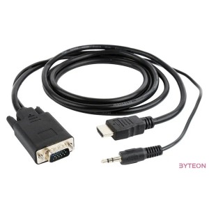 Gembird HDMI - VGA Jack stereo 3,5mm M,M video jelkábel 1.8m fekete