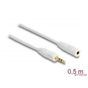 Delock Jack stereo 3,5mm M,F audio kábel hosszabbító 0.5m fehér