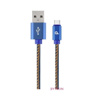 Gembird Premium jeans (denim) Type-C USB cable with metal connectors, 2m, blue