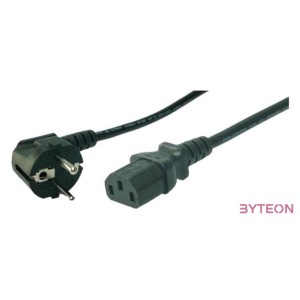 LogiLink 230V villásdugó CEE 7,7 - C13 M,F tápkábel 3m fekete 90°,egyenes