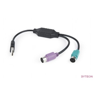 Gembird USB A - 2db PS,2 M,F adapter 0.2m fekete