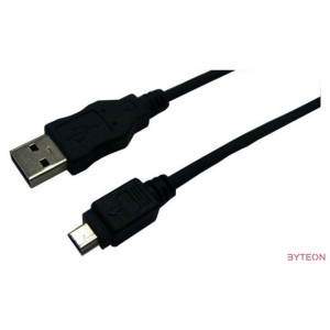 LogiLink USB 2.0 A - USB 2.0 mini B 5pin M,M adatkábel 1.8m fekete