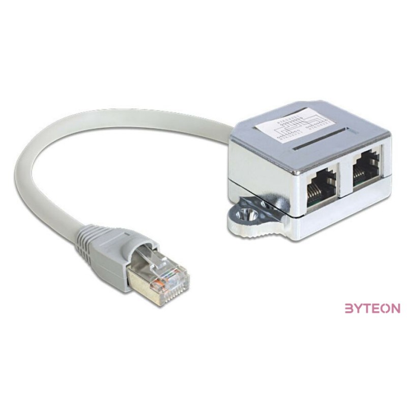 Delock RJ45 - 2db RJ45 M,F adapter (1x Ethernet, 1x ISDN)  szürke