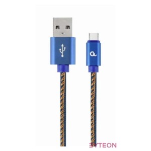 Gembird Premium jeans (denim) Type-C USB cable with metal connectors, 1m, blue