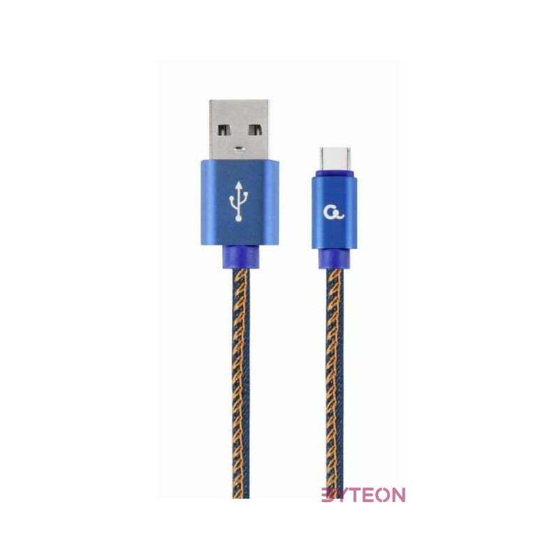 Gembird Premium jeans (denim) Type-C USB cable with metal connectors, 1m, blue