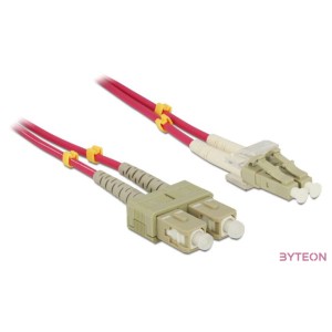 Delock LC - SC  M,M optikai fiber kábel 2m Multimode OM4 piros