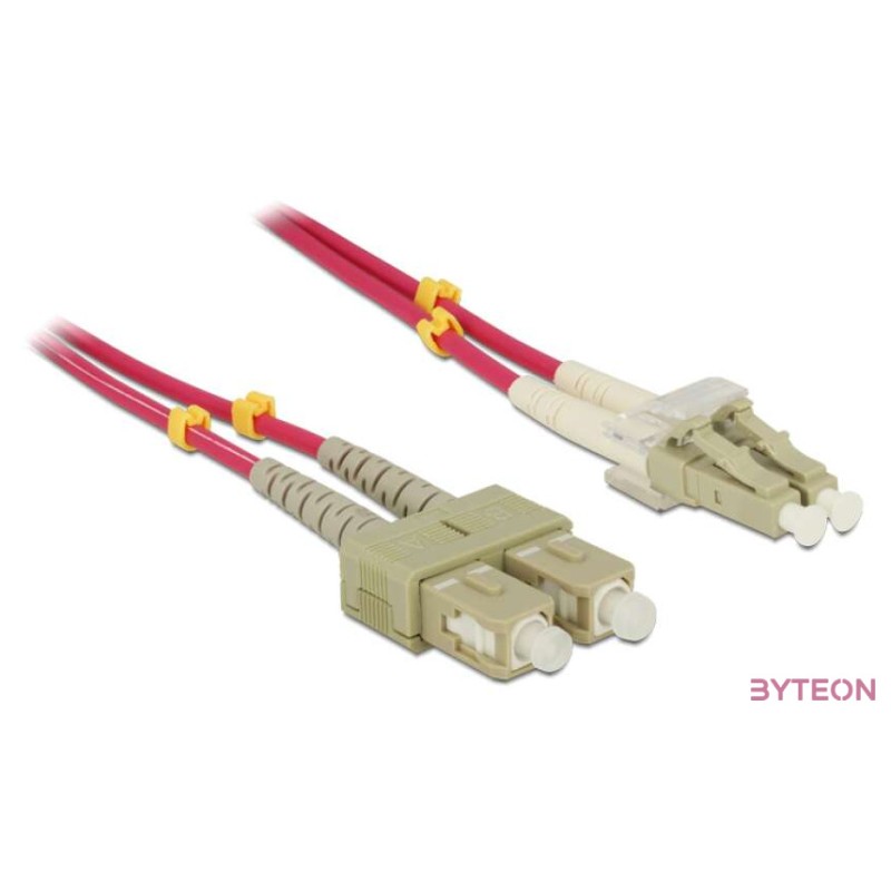 Delock LC - SC  M,M optikai fiber kábel 2m Multimode OM4 piros
