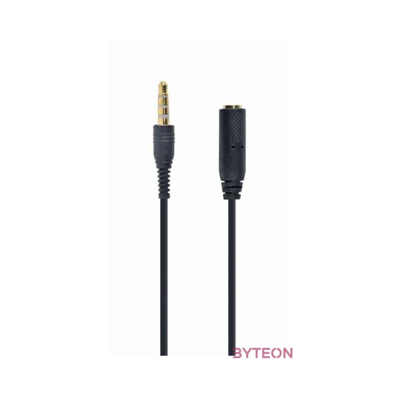 Gembird Jack stereo 3,5mm (4pin) M,F adapter 0.18m cross-over fekete