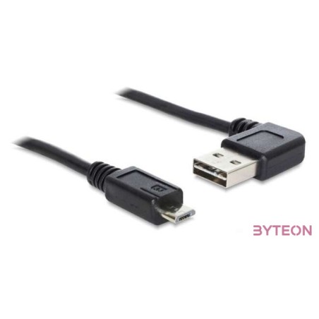 Delock Easy-USB - USB 2.0 micro B M,M adatkábel 0.5m fekete 90°,egyenes