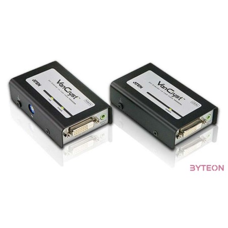 Aten DVI-D Jack stereo 3,5mm - Cat.5e video jelkábel hosszabbító 40m