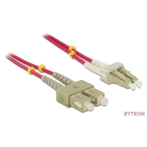 Delock LC - SC  M,M optikai fiber kábel 2m Multimode OM4 piros