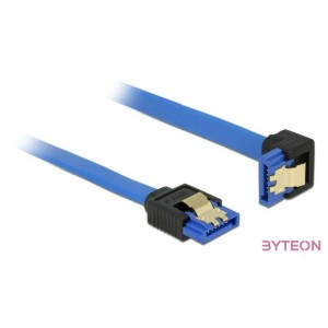 Delock SATA 3 F,F adatkábel 0.1m kék egyenes,90° le