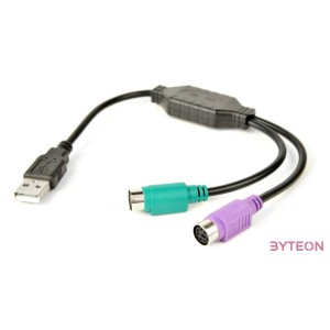 Gembird USB A - 2db PS,2 M,F adapter 0.2m fekete