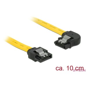Delock SATA 3 F,F adatkábel 0.1m sárga egyenes,90° bal