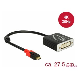 Delock USB C - DVI-I M,F adapter 0.28m fekete (DP Alt Mode)