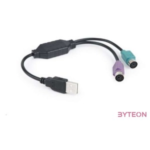 Gembird USB A - 2db PS,2 M,F adapter 0.2m fekete